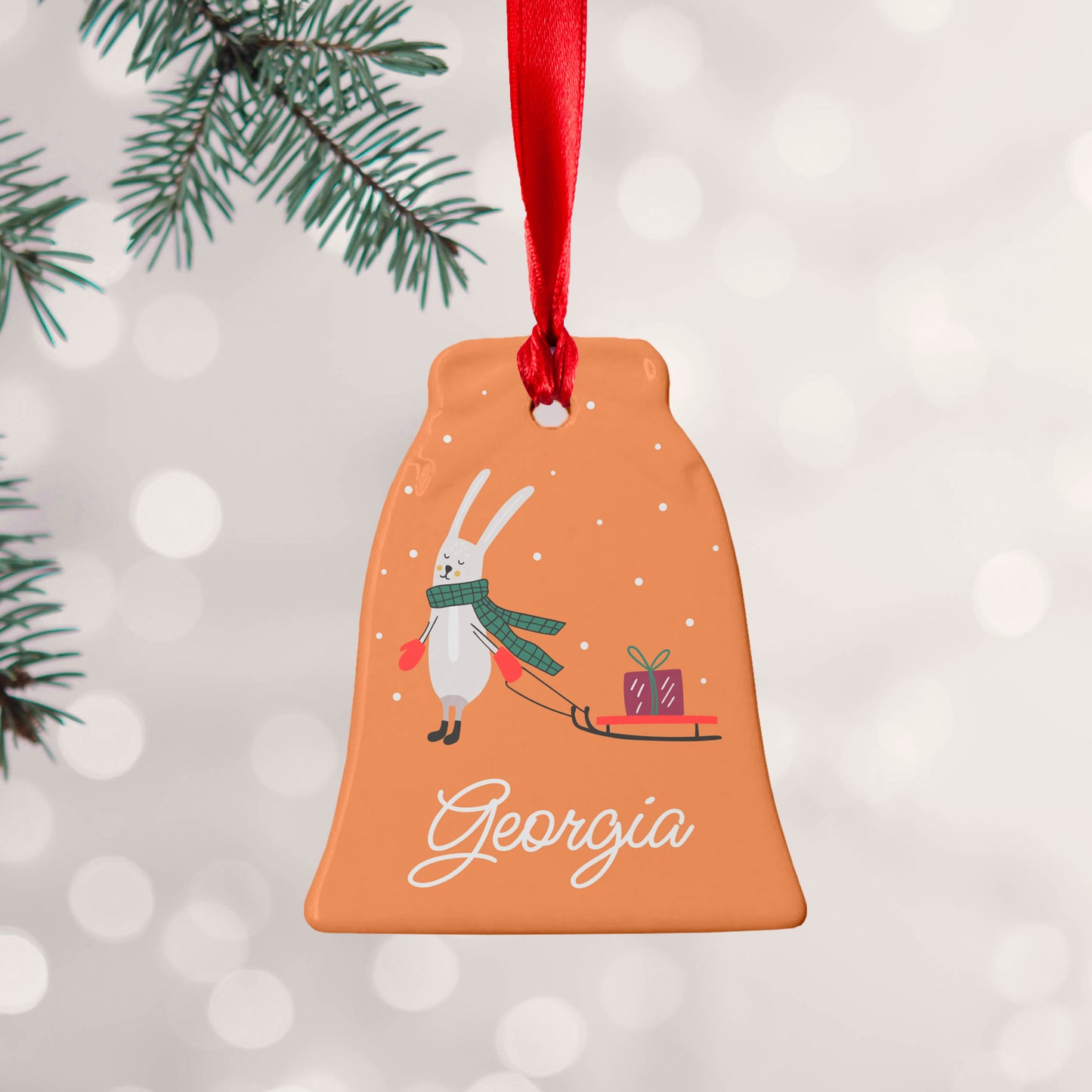 Personalised Sleigh Rabbit Christmas Decoration