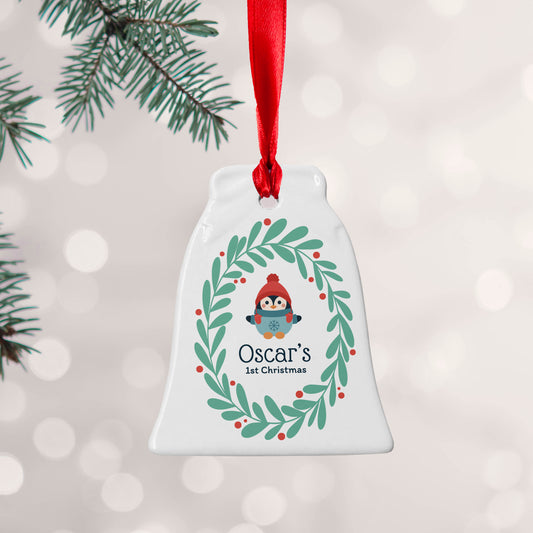 Personalised Baby Penguin 1st Christmas Decoration