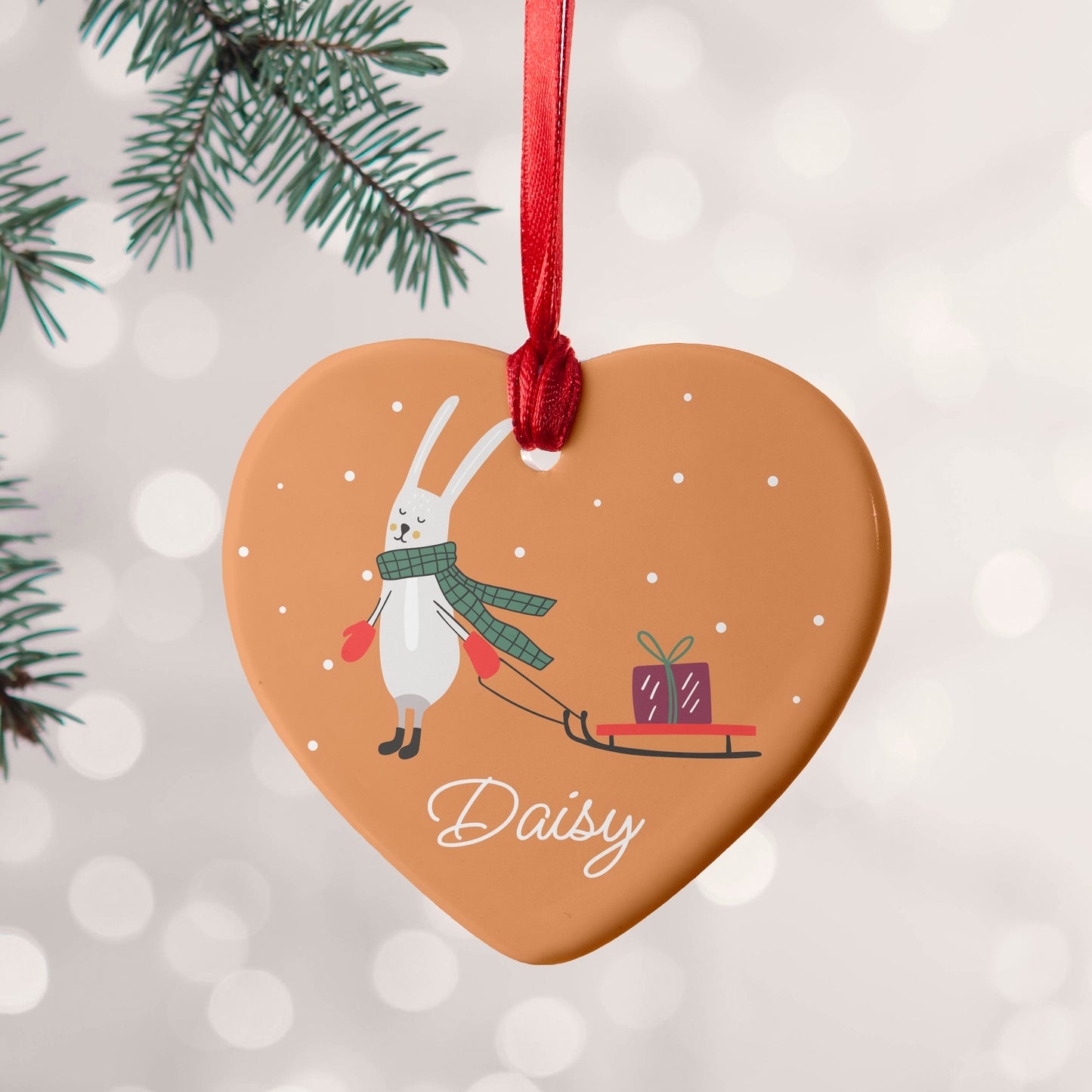 Personalised Sleigh Rabbit Christmas Decoration