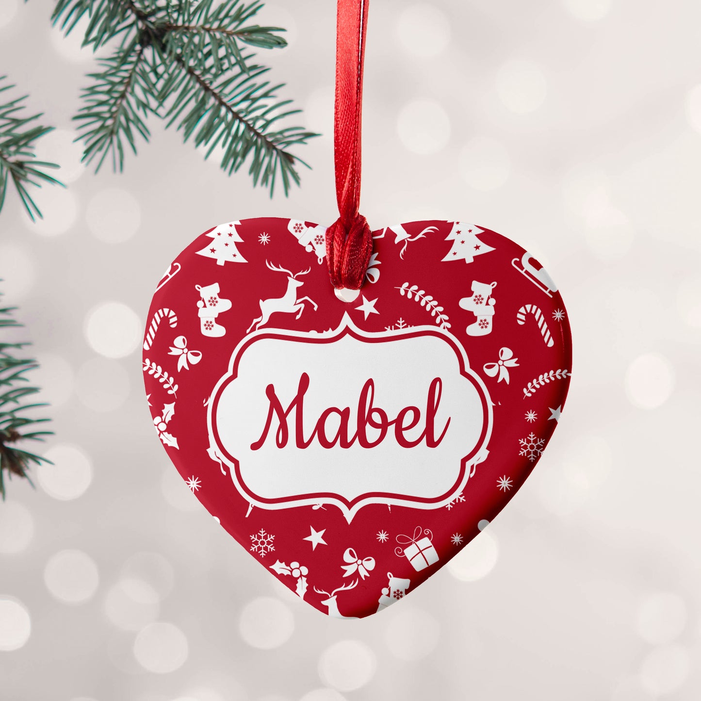 Personalised Festive Pattern Ceramic Decoration
