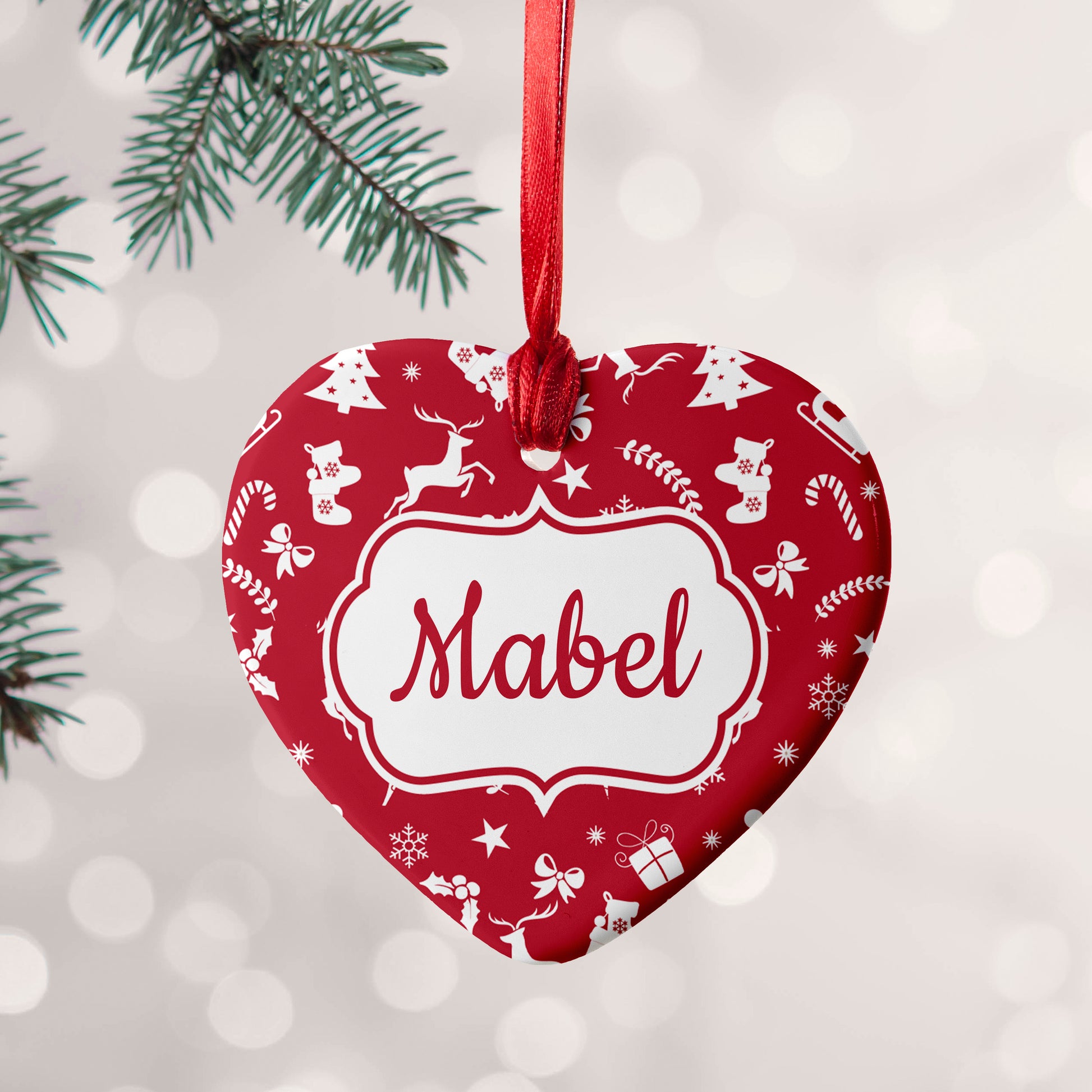 Personalised Festive Pattern Ceramic Decoration