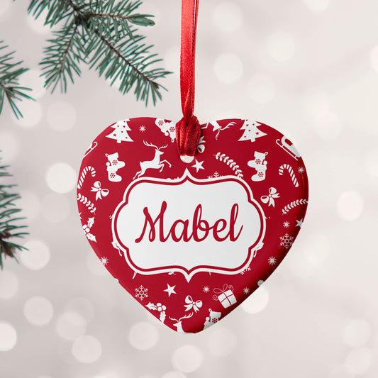 Personalised Festive Pattern Ceramic Decoration