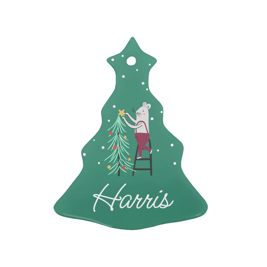 Personalised Christmas Mouse Ceramic Decoration