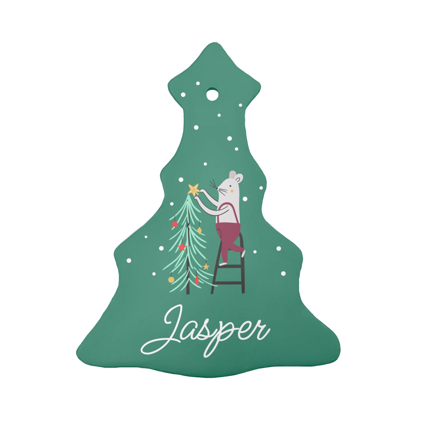 Personalised Christmas Mouse Ceramic Decoration