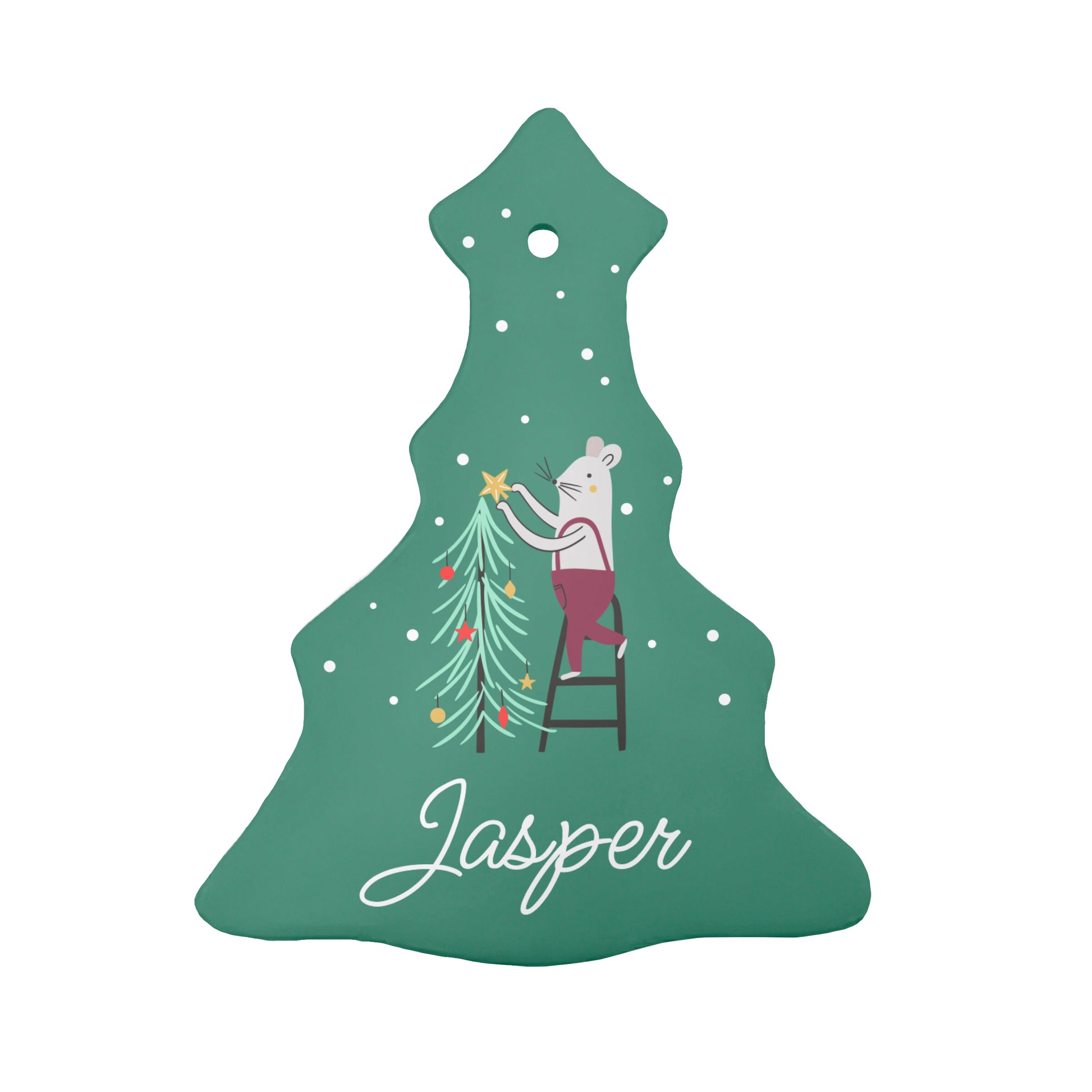 Personalised Christmas Mouse Ceramic Decoration