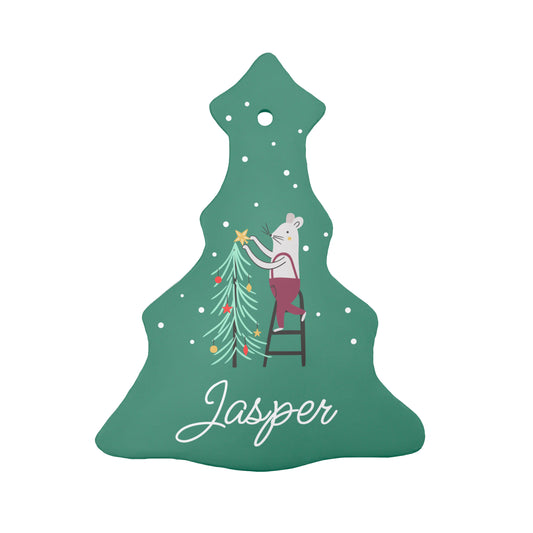 Personalised Christmas Mouse Ceramic Decoration