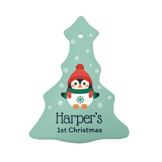 Personalised Baby Penguin 1st Christmas Decoration