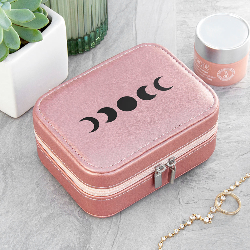 Metallic Pink Moon Phase Jewellery Case
