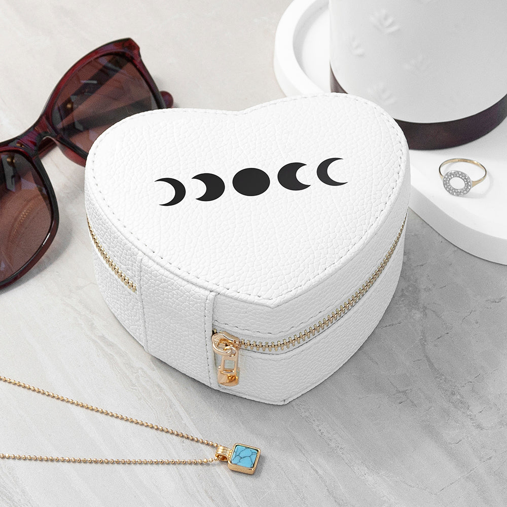 Lunar Phase White Heart Jewellery Case