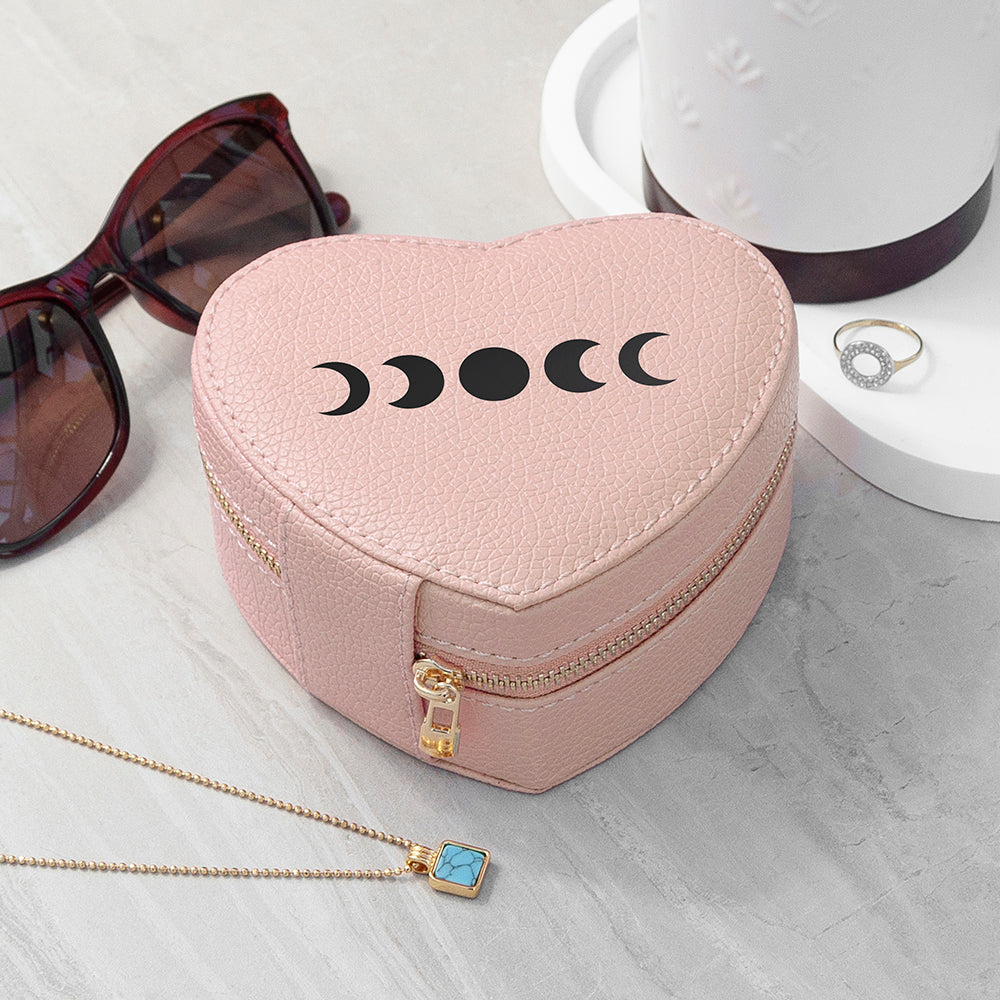 Customisable Moon Phase Pink Heart Jewellery Case
