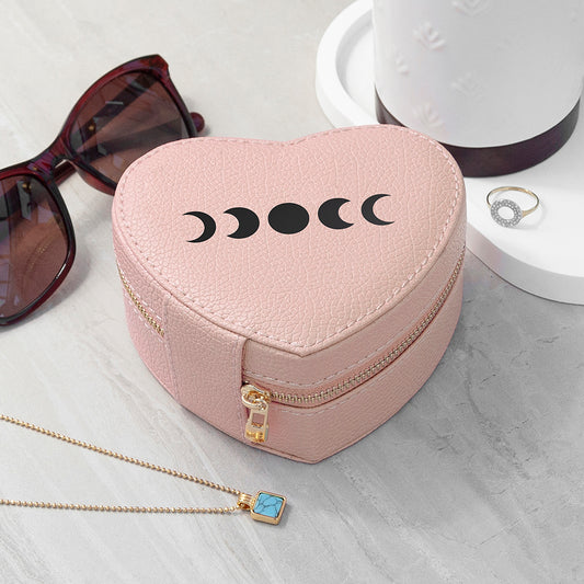 Customisable Moon Phase Pink Heart Jewellery Case