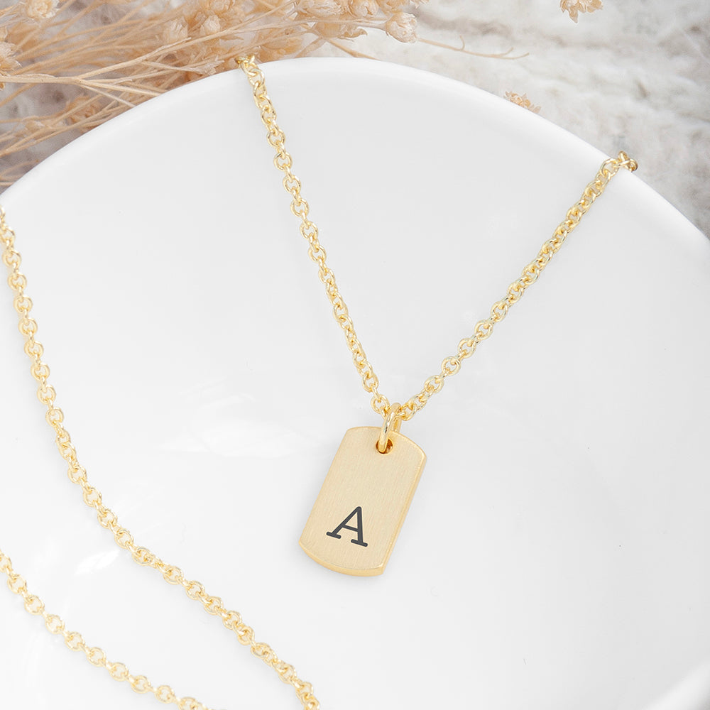 Personalised Gold Initial Tag Necklace