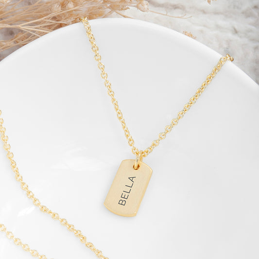 Personalised Gold Name Tag Necklace