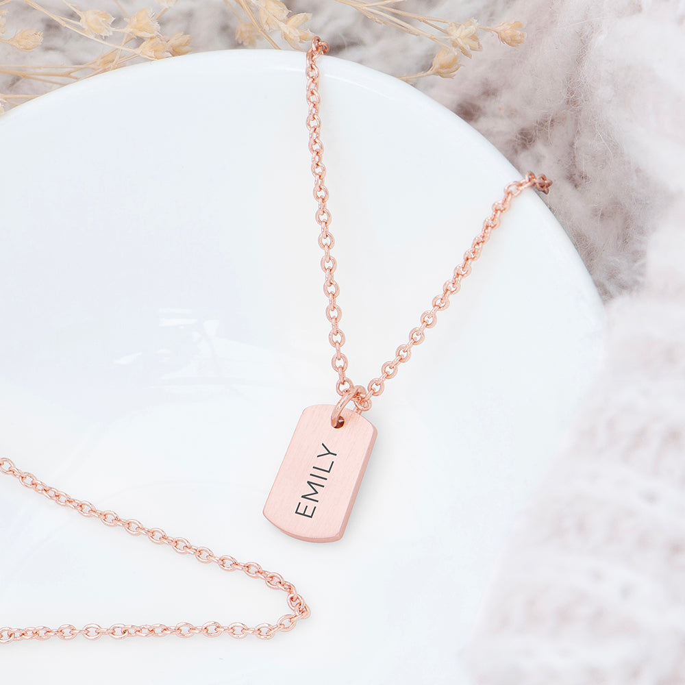 Personalised Rose Gold Name Tag Necklace
