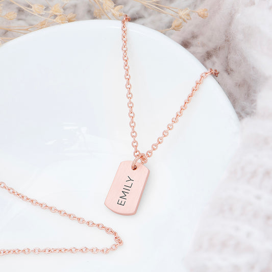 Personalised Rose Gold Name Tag Necklace