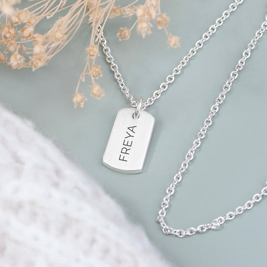 Personalised Silver Name Tag Necklace