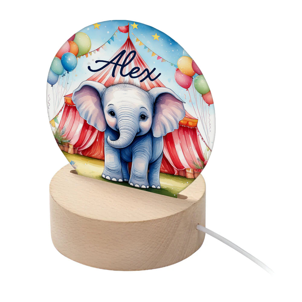 Personalised Kid's Circus Elephant LED Night Light