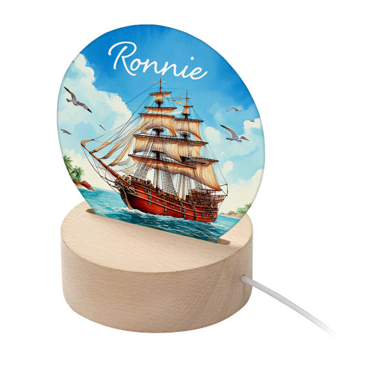 Personalised Kid's Pirate Ship LED Night Light