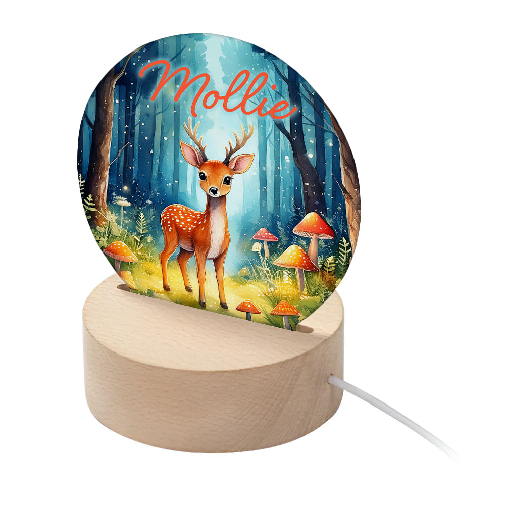 Personalised Kid's Woodland Deer LED Night Light