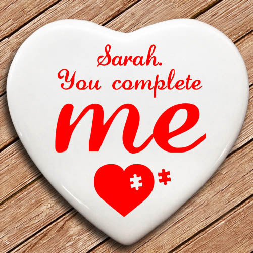 Personalised  You Complete Me Heart Keepsake