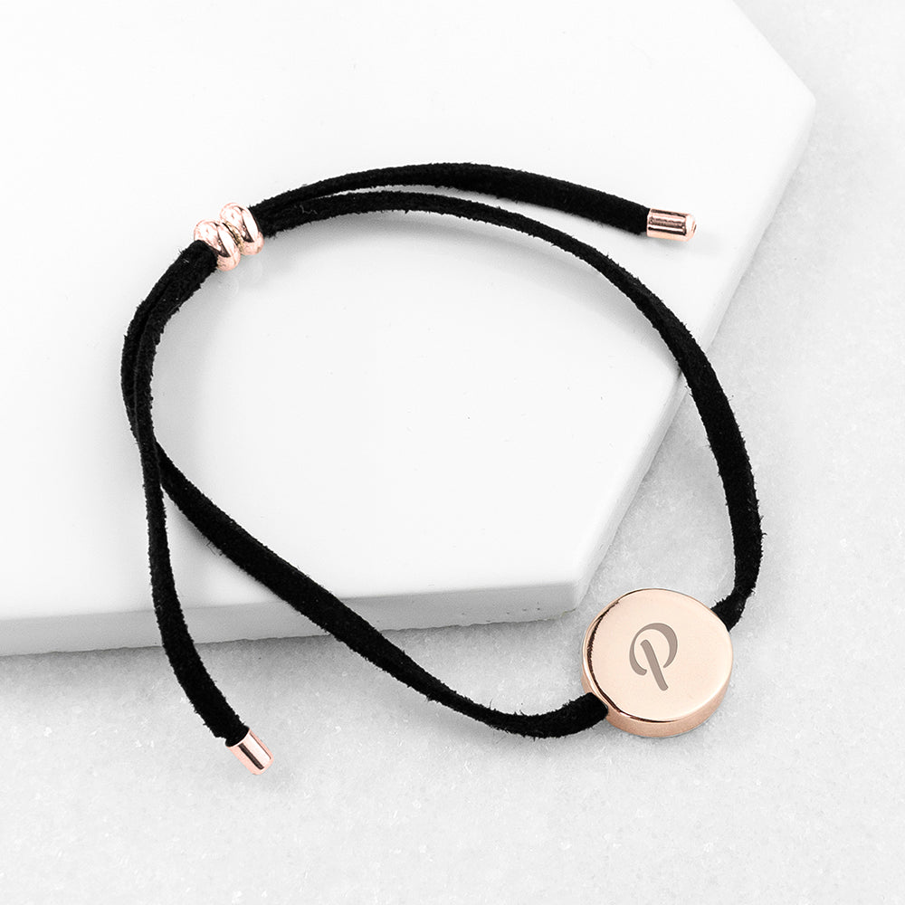 Personalised Always with You Initial Black Bracelet