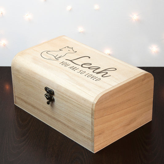 Personalised Baby Fox Keepsake Wooden Chest 