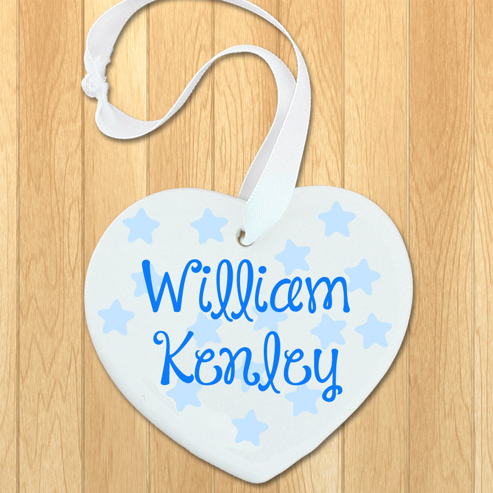Personalised Baby Name Heart Keepsake in Blue