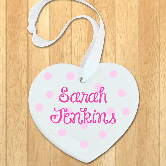 Personalised Baby Name Heart Keepsake in Pink