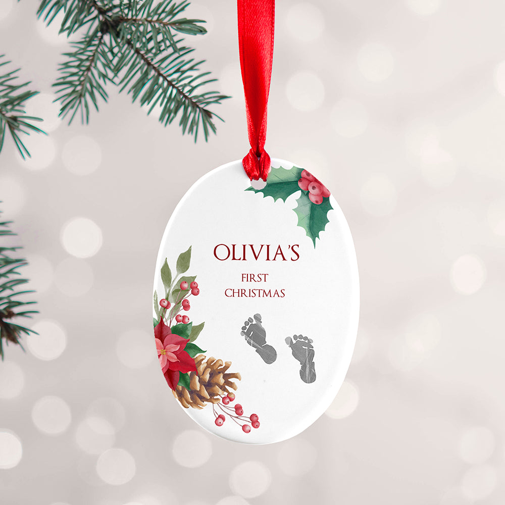 Personalised Baby's First Christmas Oval Ornament