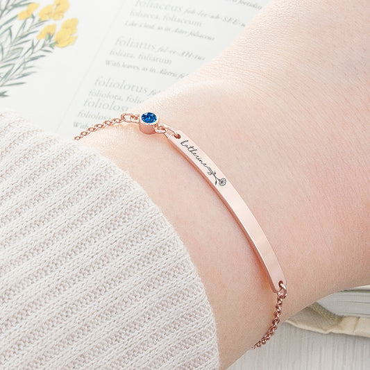 Personalised Birth Flower Swarovski Crystal Rose Gold Bracelet