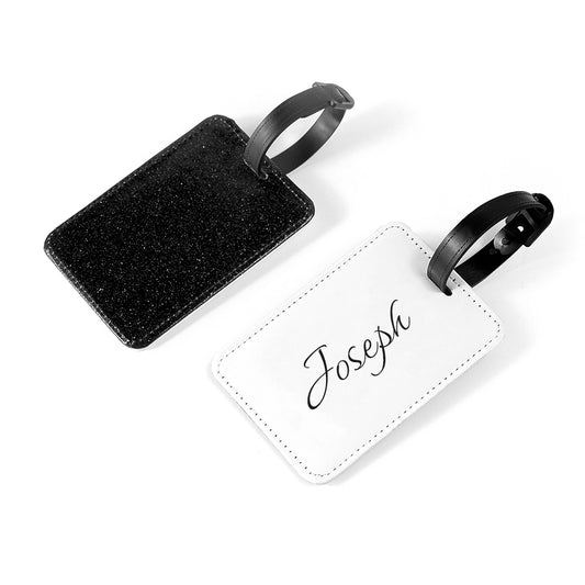 Personalised Black Glitter School Bag Tag
