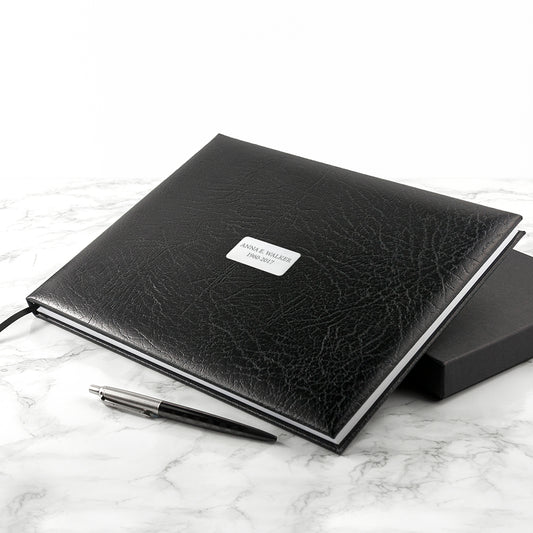 Personalised Black Leather Memoriam Book