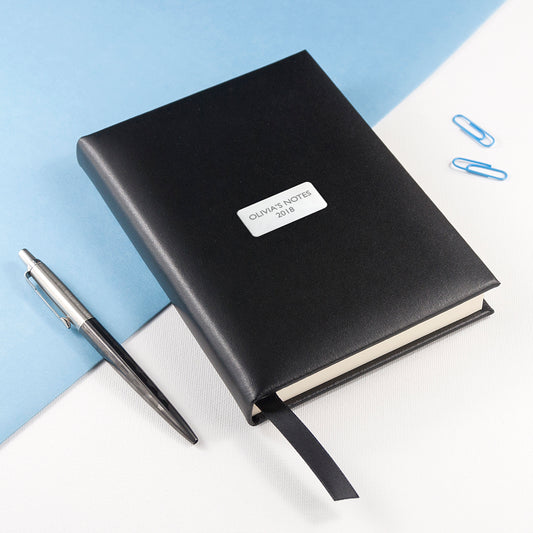 Personalised Black Leather Notebook
