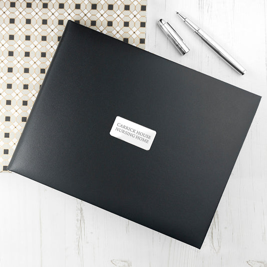 Personalised Black Leather Visitors Book