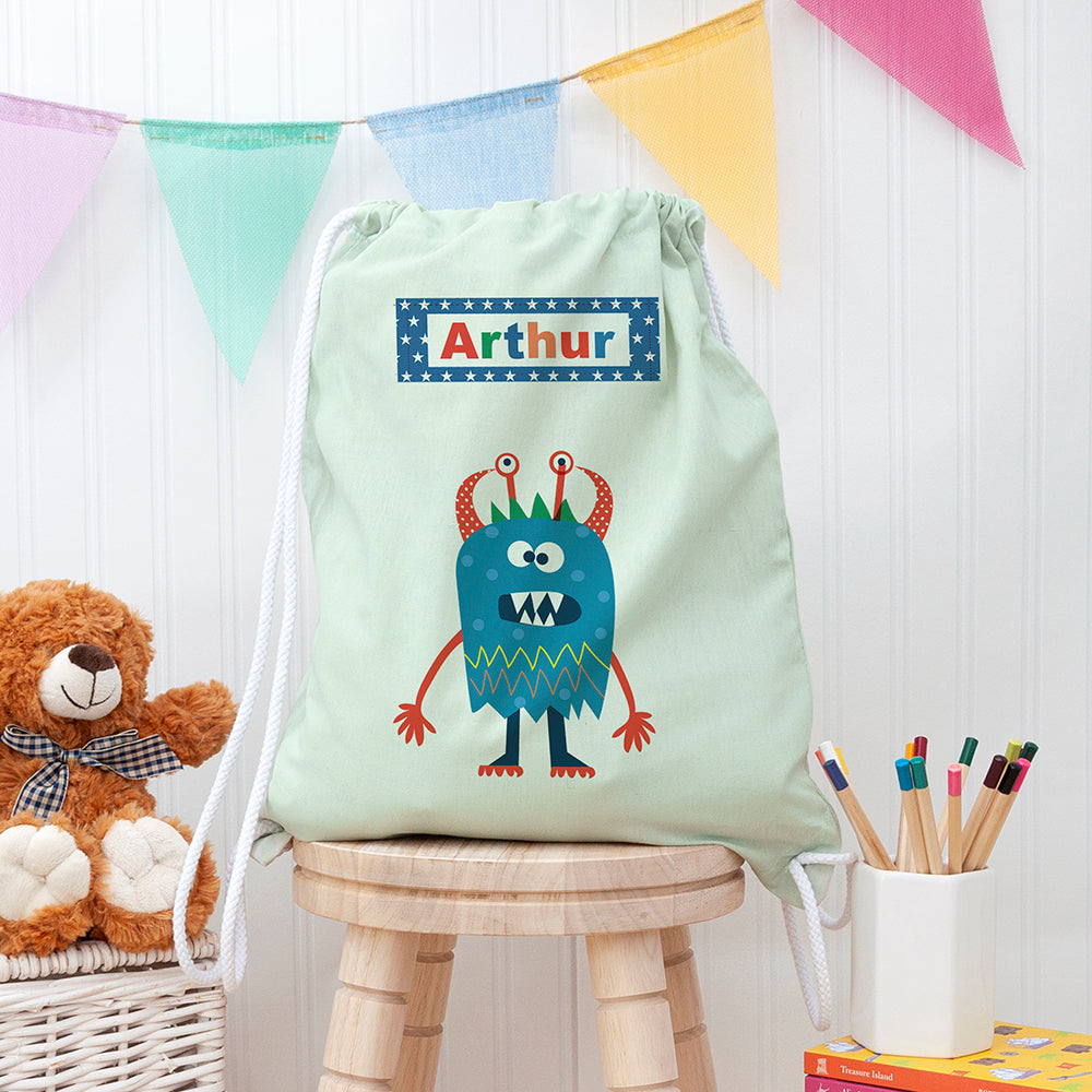 Personalised Boy's Little Monster PE Kit Bag