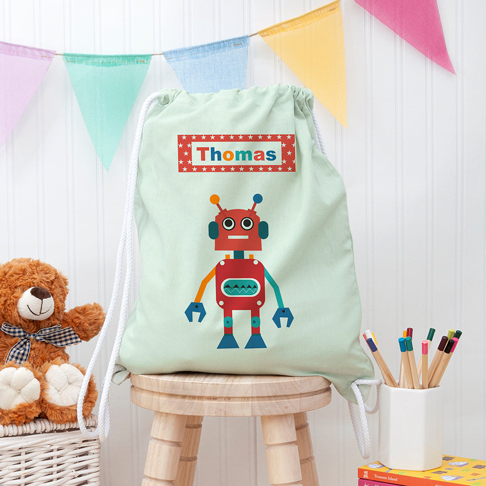 Personalised Boy's Robot PE Kit Bag