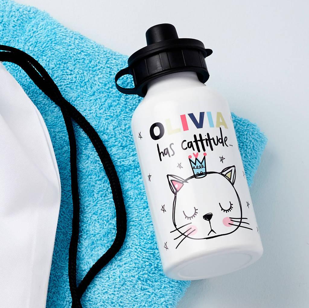 Personalised Cattitude Water Bottle