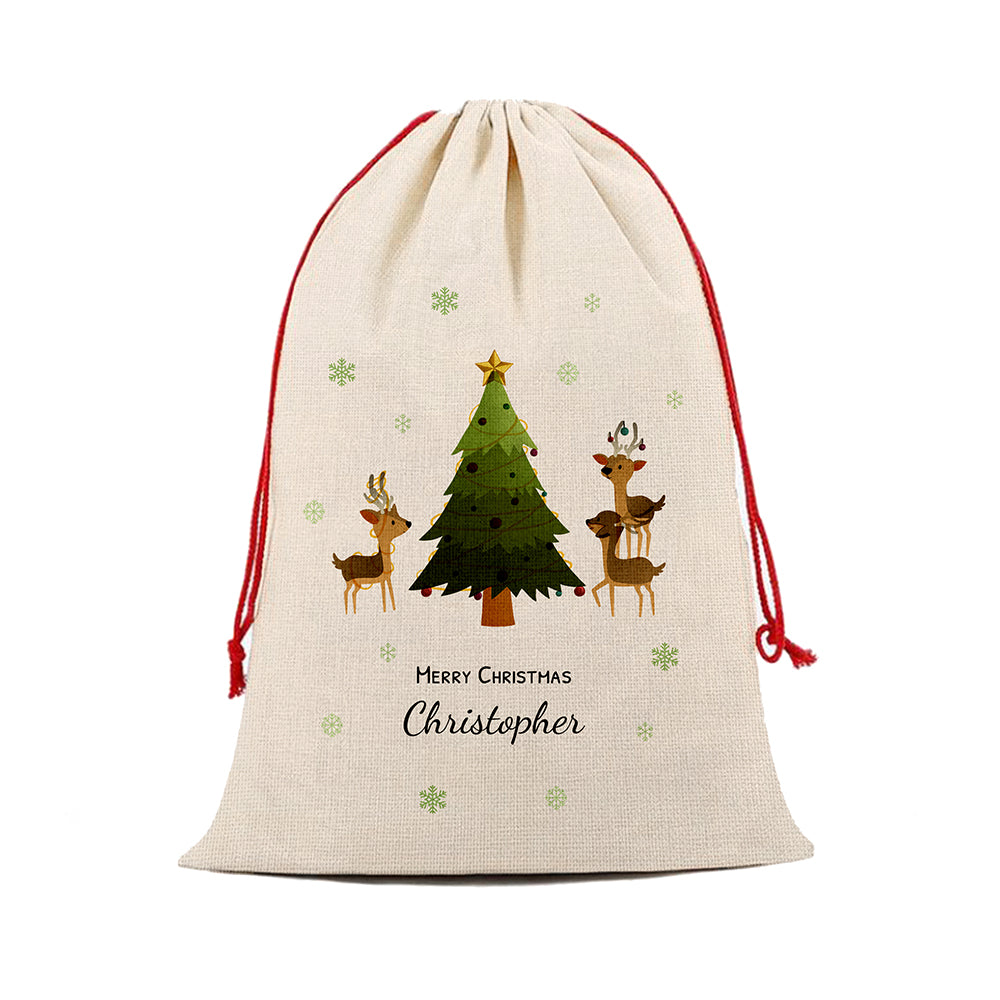 Personalised Christmas Reindeer Family Christmas Sack