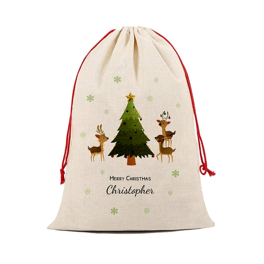 Personalised Christmas Reindeer Family Christmas Sack
