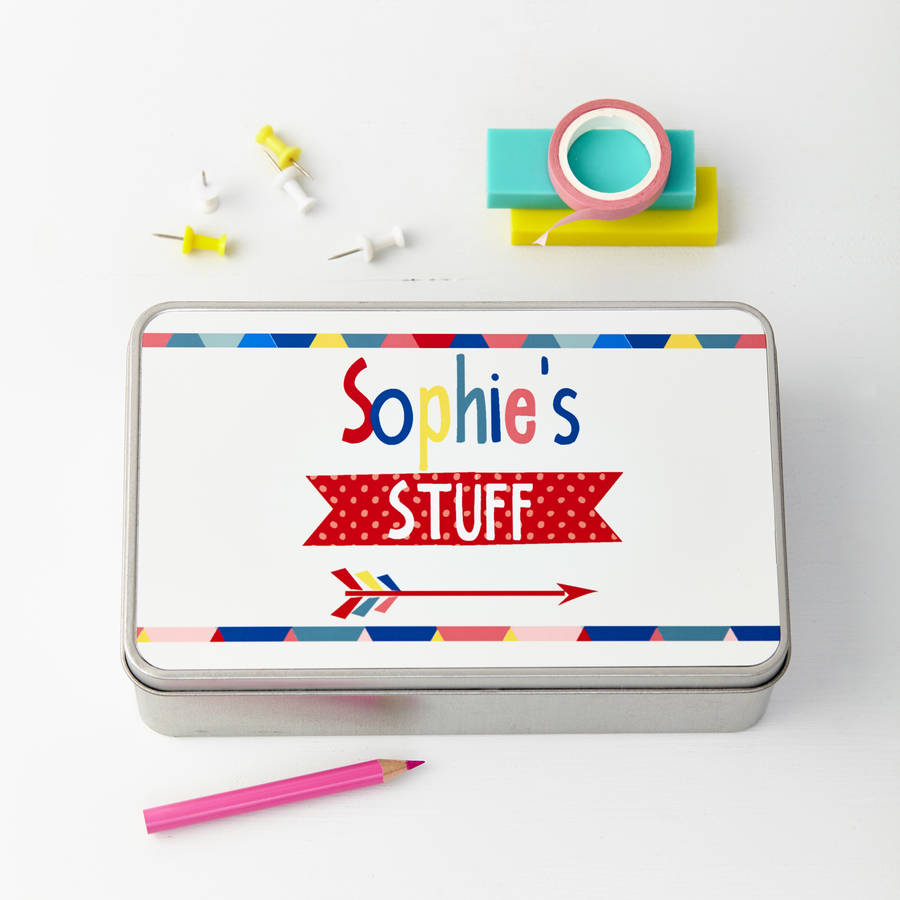 Personalised Colourful Metal Storage Tin