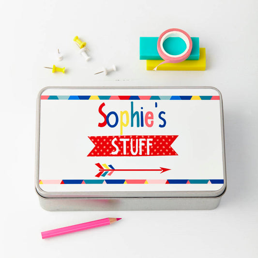 Personalised Colourful Metal Storage Tin