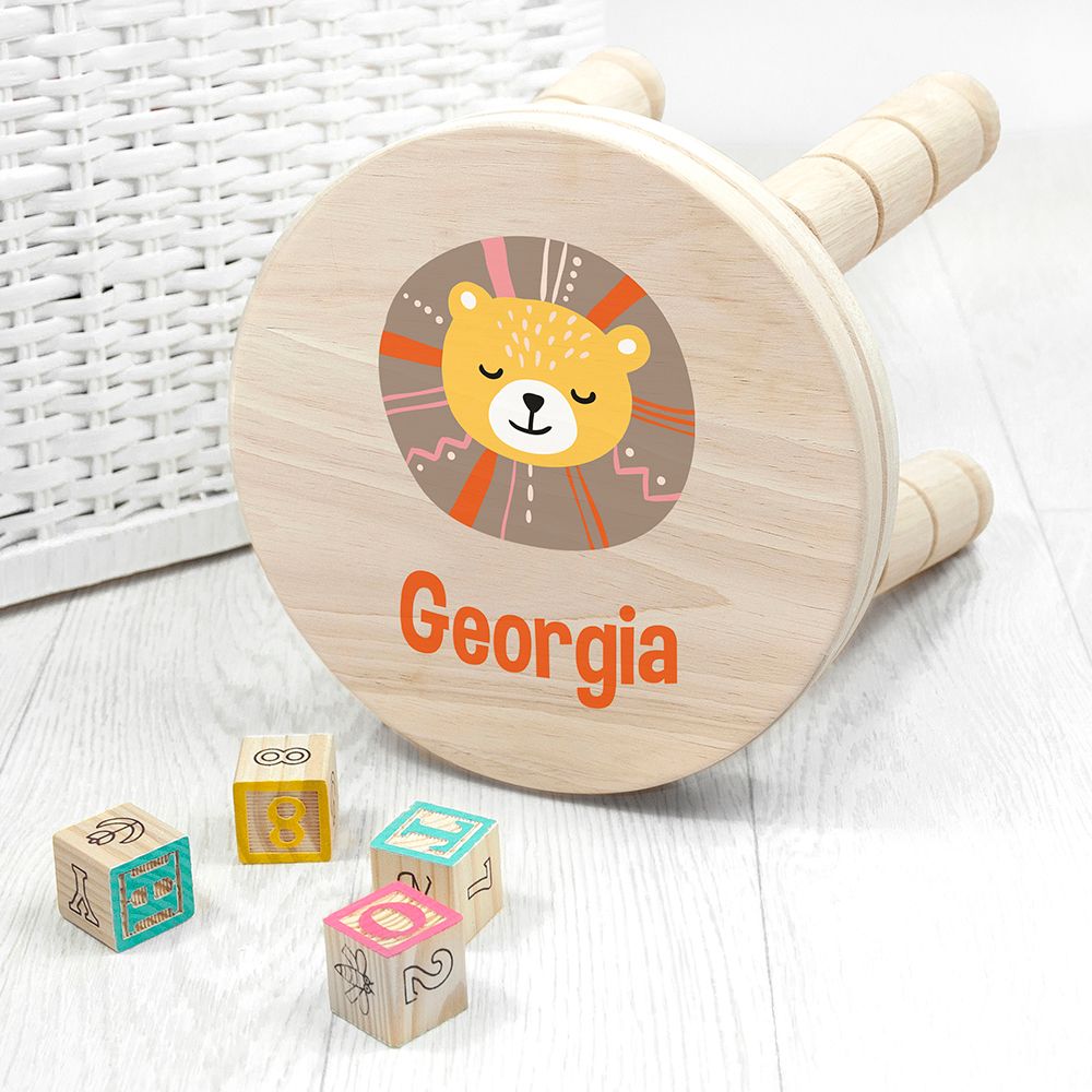 Personalised Cute Lion Kids Stool