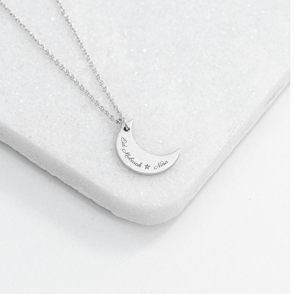 Personalised Eid Mubarak Crescent Moon Necklace