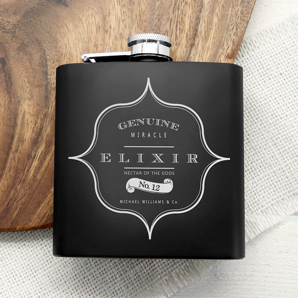 Personalised Elixir Vintage Hip Flask 