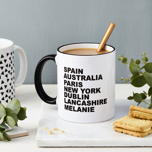 Personalised Favourite Destinations Mug