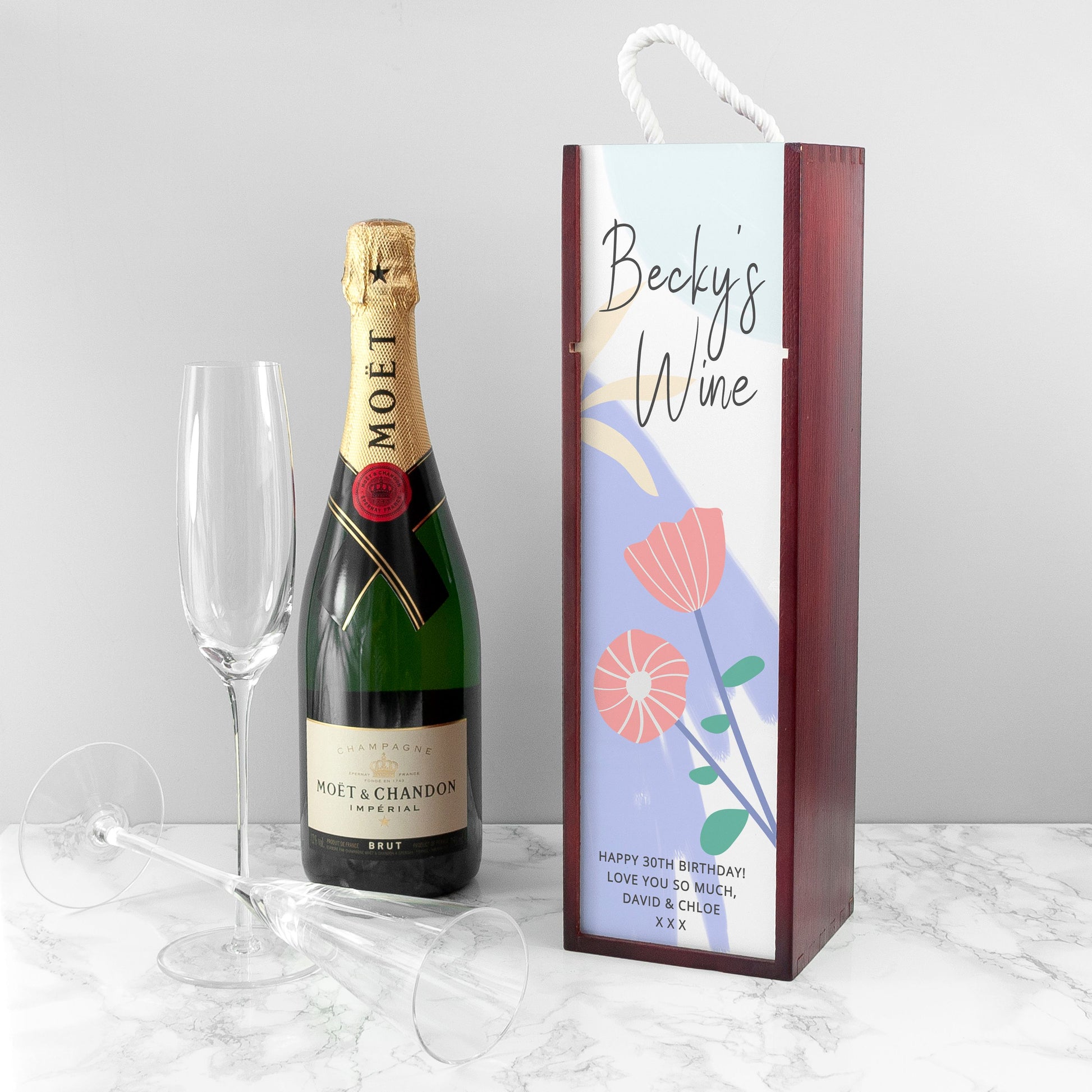Personalised Floral Wine Box