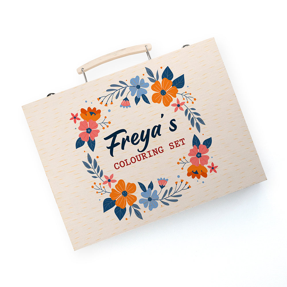 Personalised Flower Garland Colouring Set