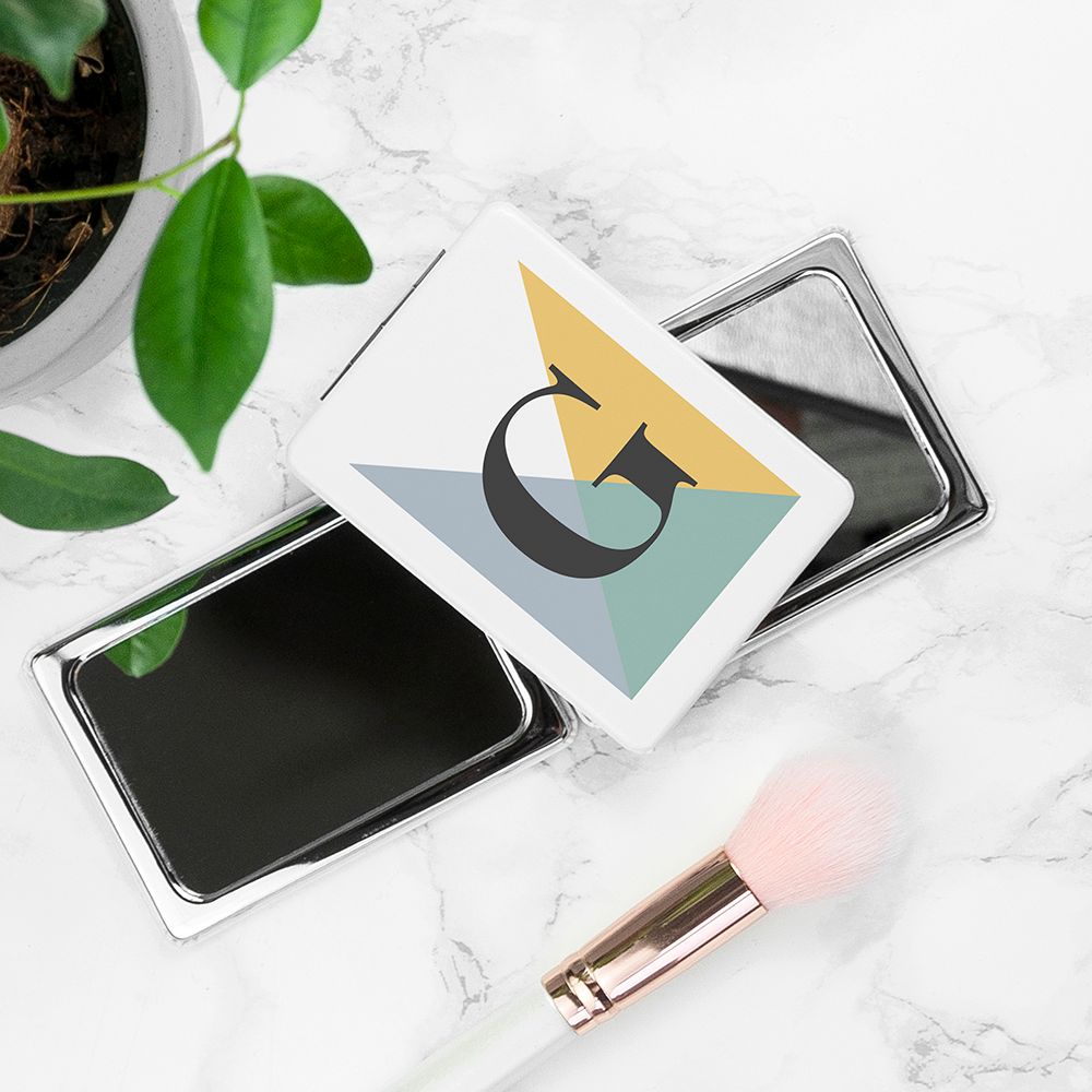 Personalised Geometric Rectangle Compact Mirror - Summer