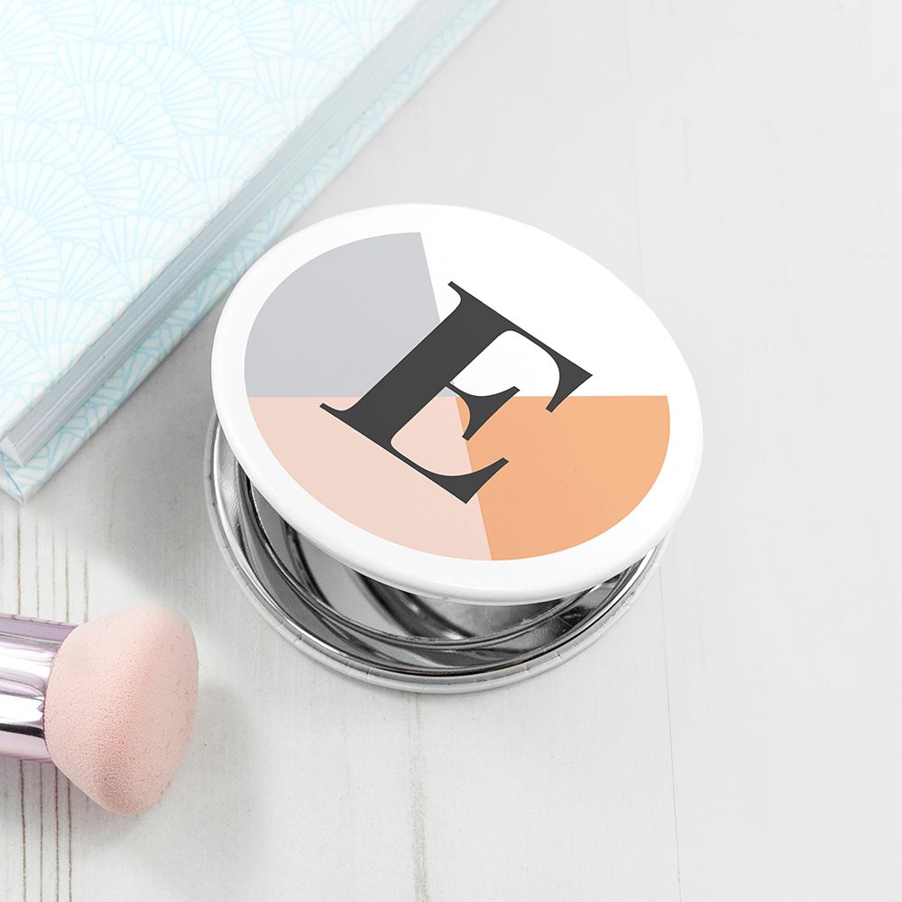 Personalised Geometric Round Compact Mirror - Autumn