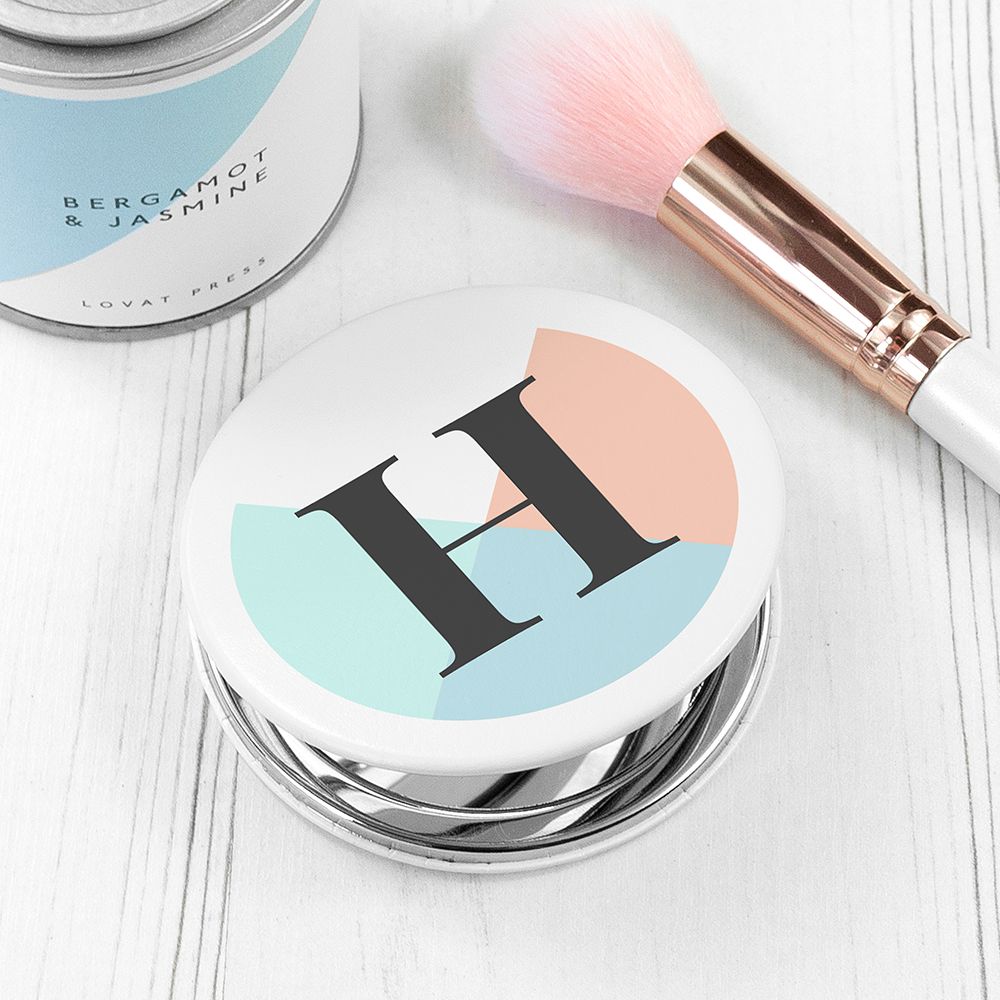 Personalised Geometric Round Compact Mirror - Spring